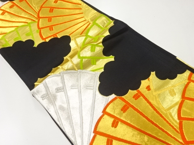 アンティーク　檜扇模様織出し袋帯（材料）